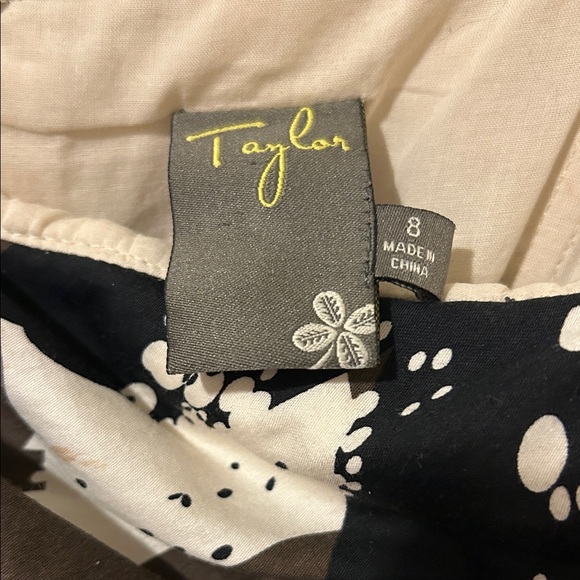 Taylor Black and Cream Cotton Strapless Dress - Picture 5 of 7